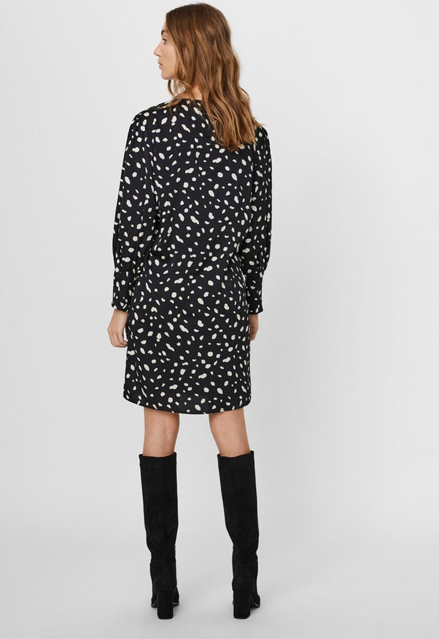 Vero Moda - Calina long sleeve short tie dress - black