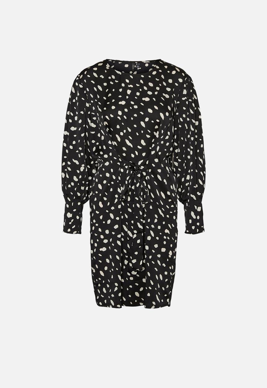 Vero Moda - Calina long sleeve short tie dress - black