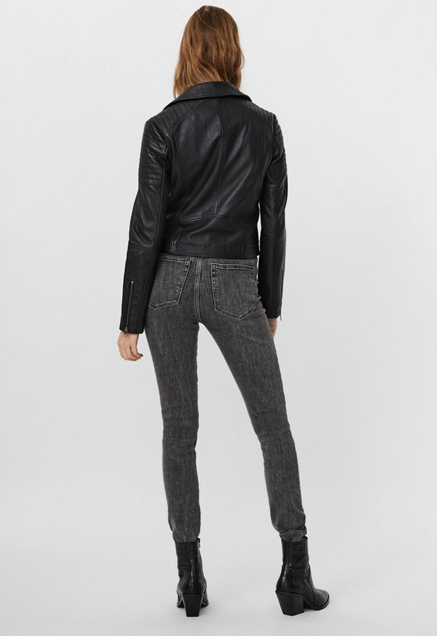 Vero Moda - Shila short leather jacket - black