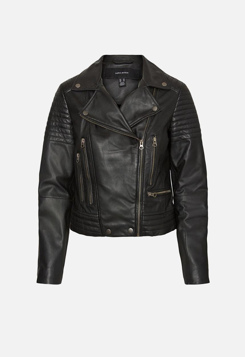 Vero Moda - Shila short leather jacket - black