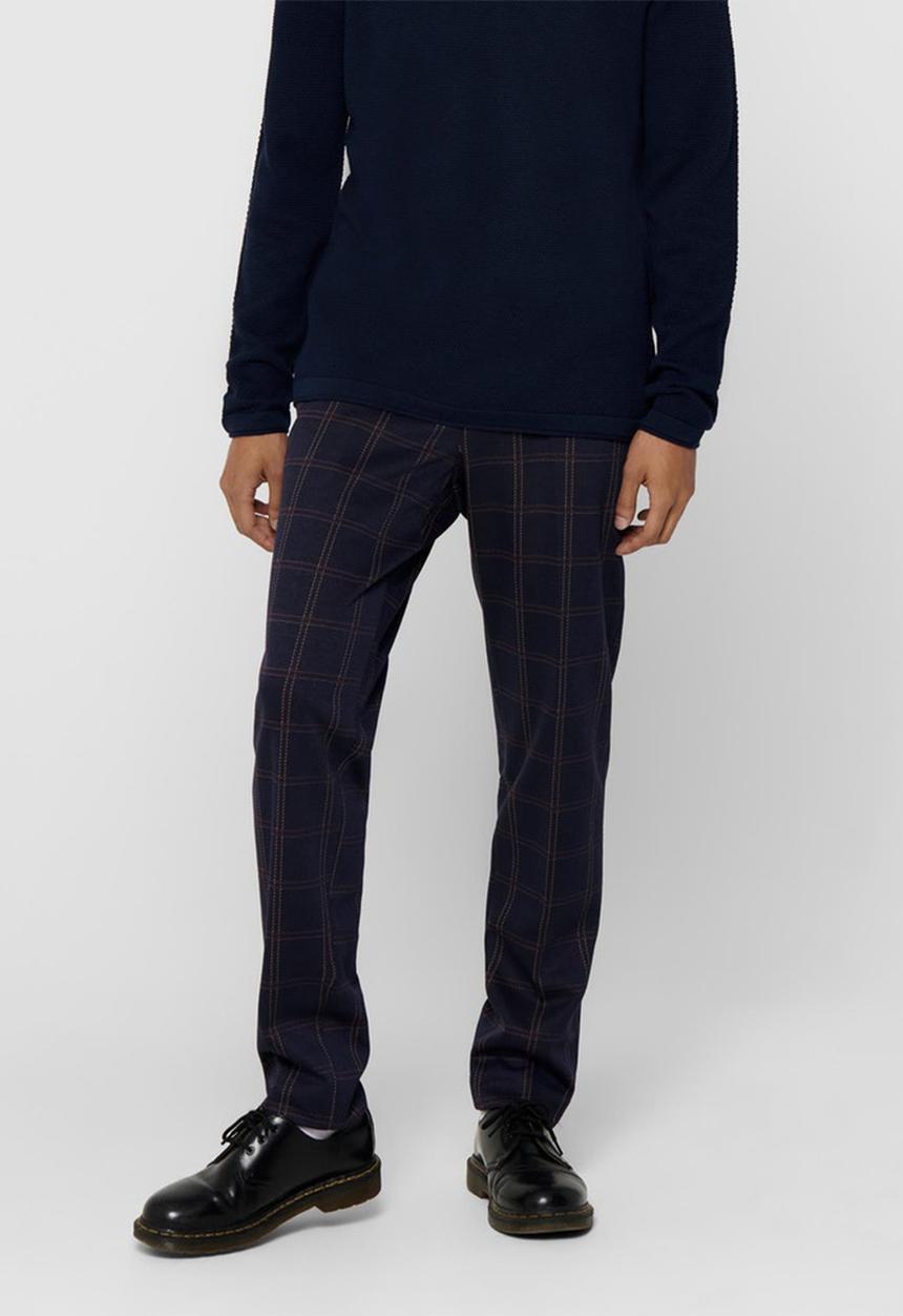 Only & Sons - Onselias check pants - dress blues