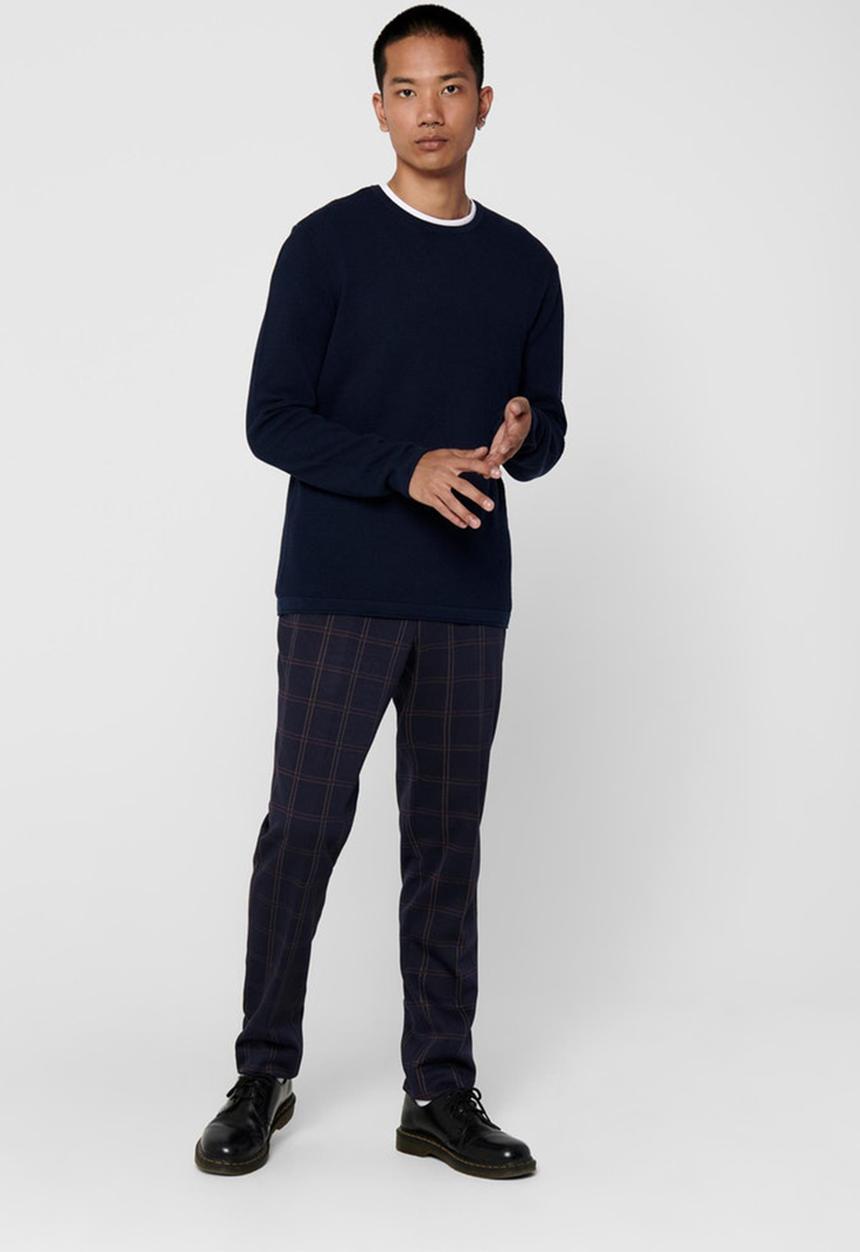 Only & Sons - Onselias check pants - dress blues