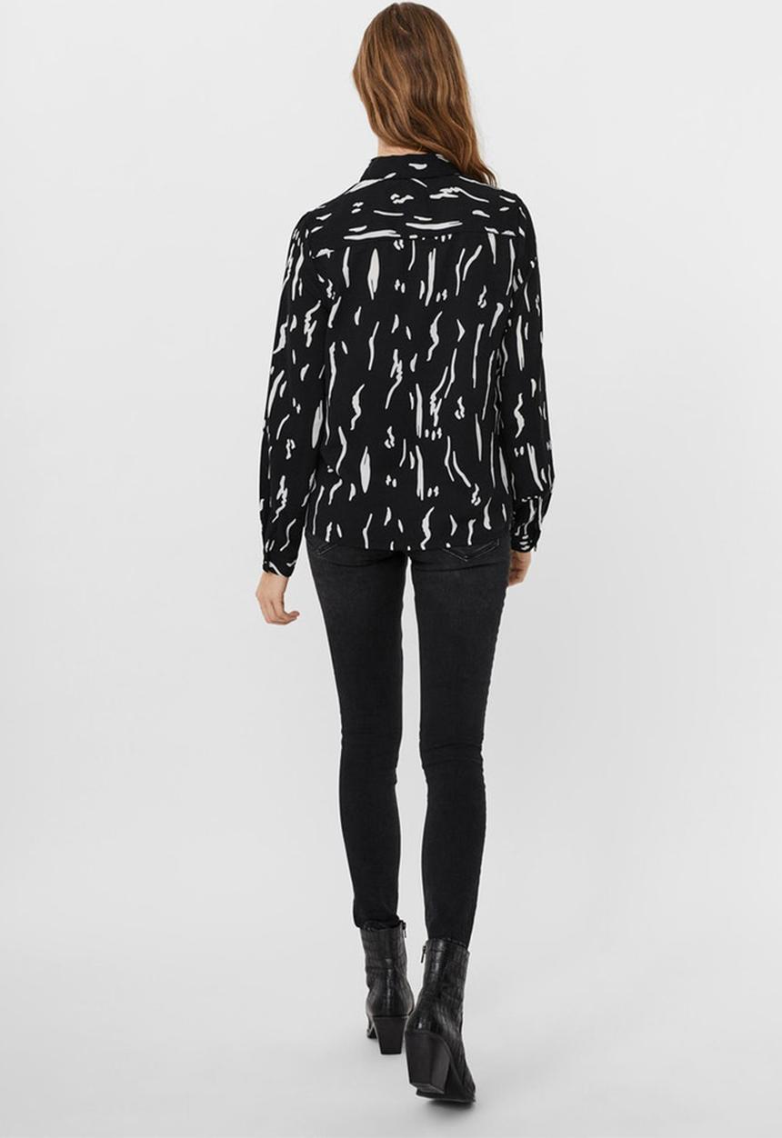 Vero Moda - Elita long sleeve shirt black graphic - black
