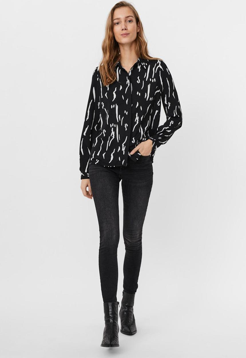 Vero Moda - Elita long sleeve shirt black graphic - black