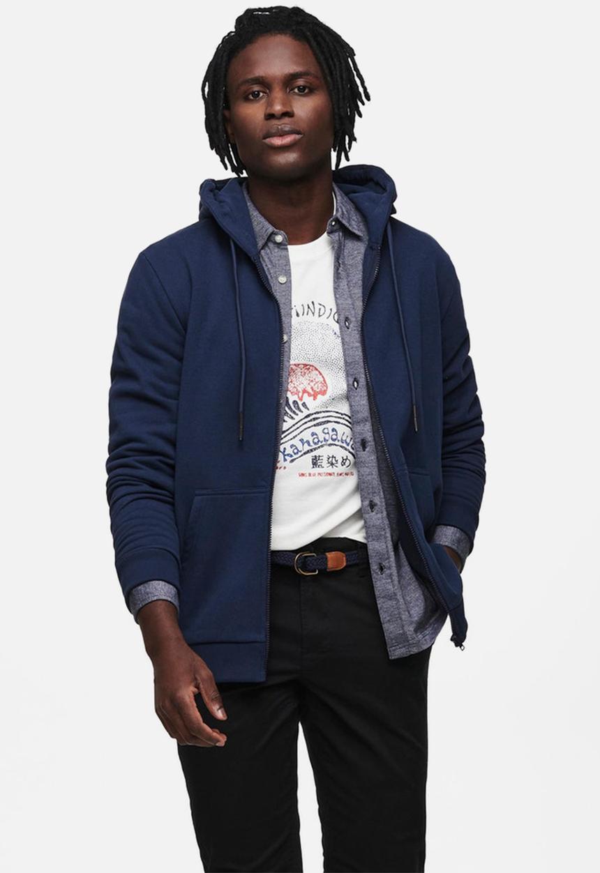 Only & Sons - Onsceres life zip thr. hoodie sweat-navy