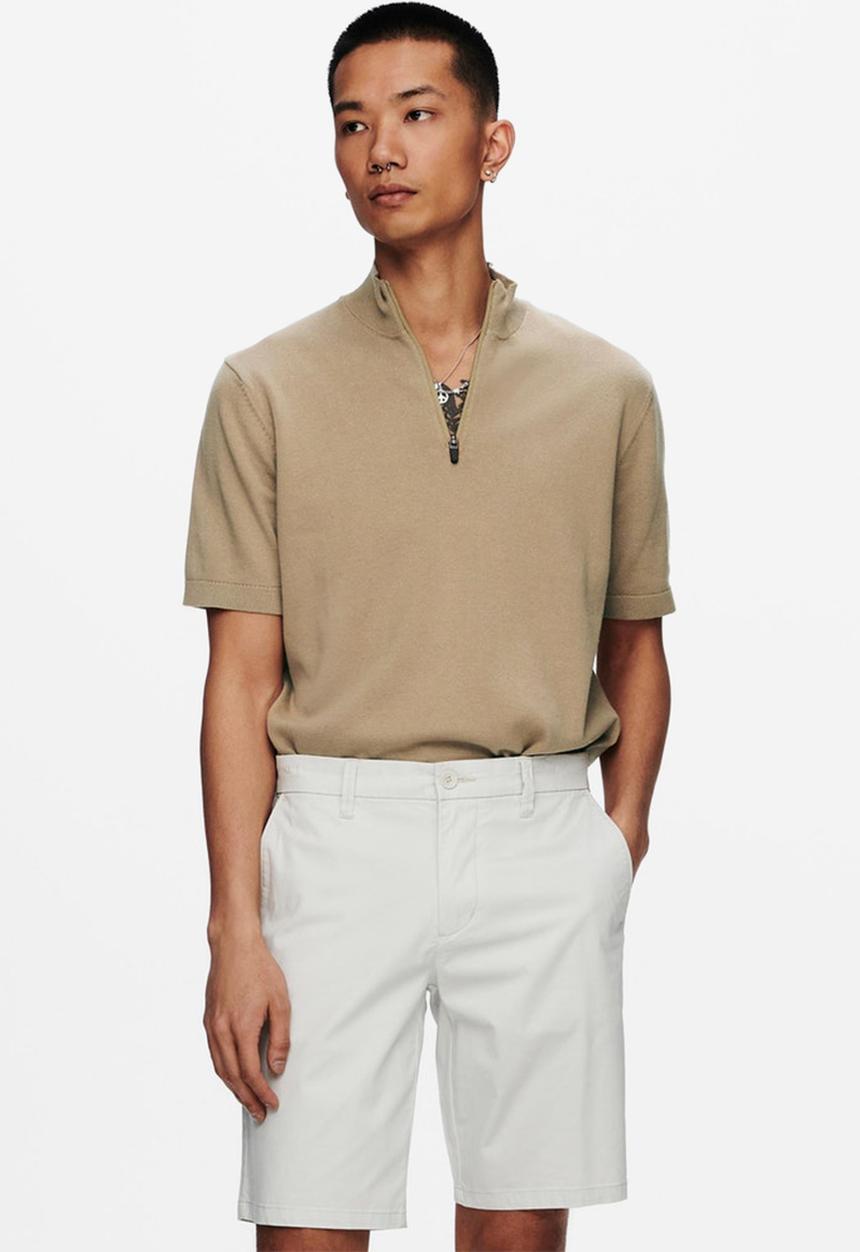 Only & Sons - Avi quater zip knit - brown