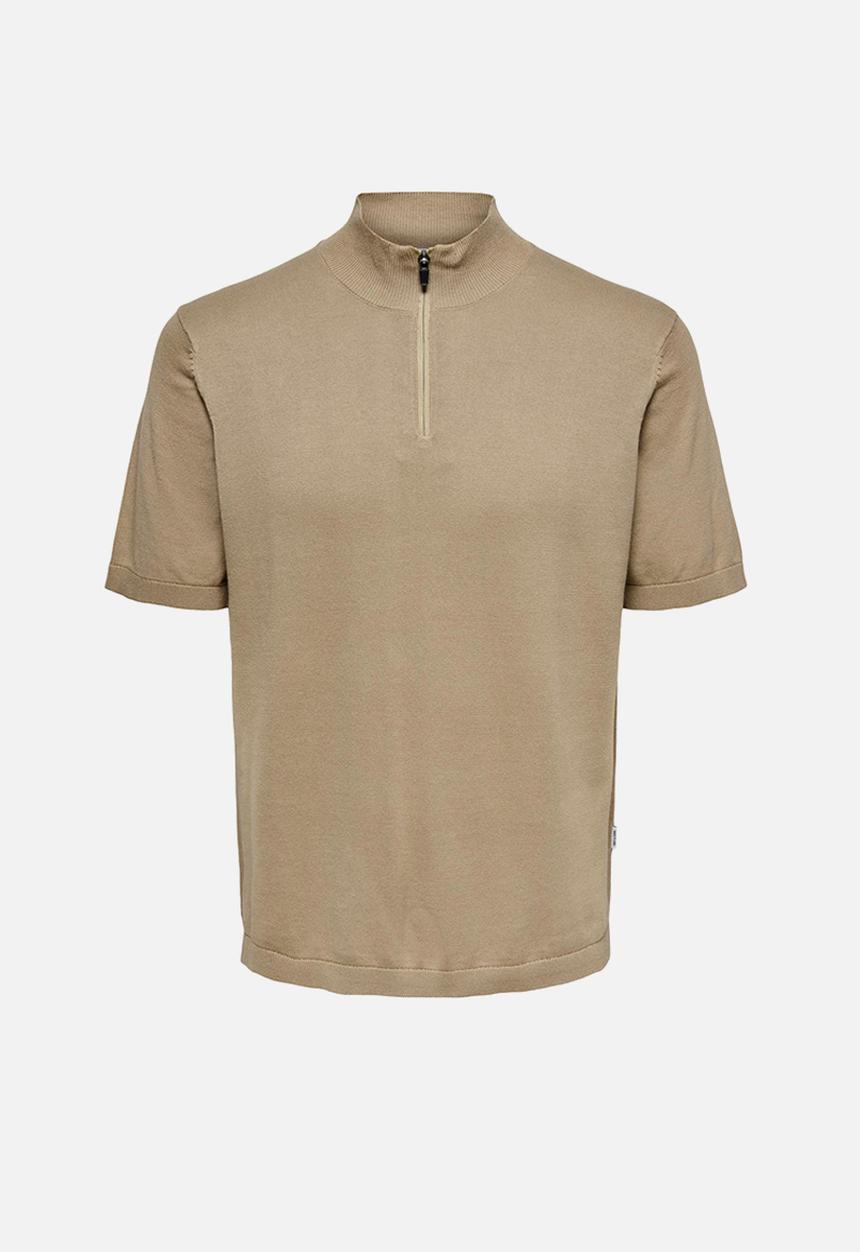 Only & Sons - Avi quater zip knit - brown
