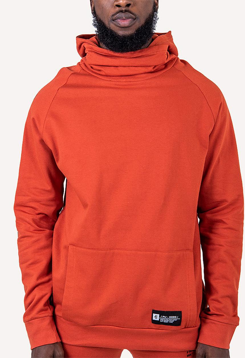 Flyersunion - Brushed fleece buff hoodie - rust