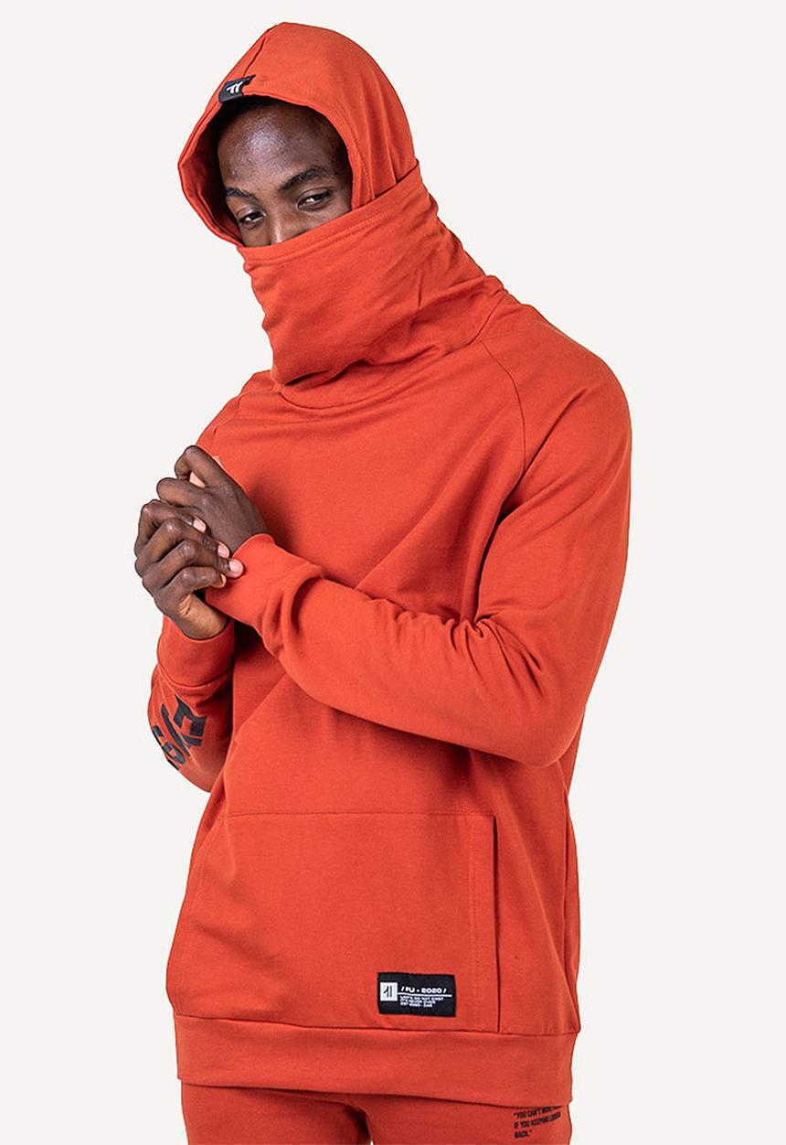 Flyersunion - Brushed fleece buff hoodie - rust