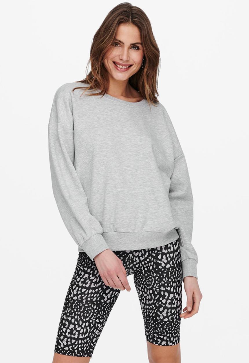 ONLY - Kappi long sleeve o-neck sweat - light grey 