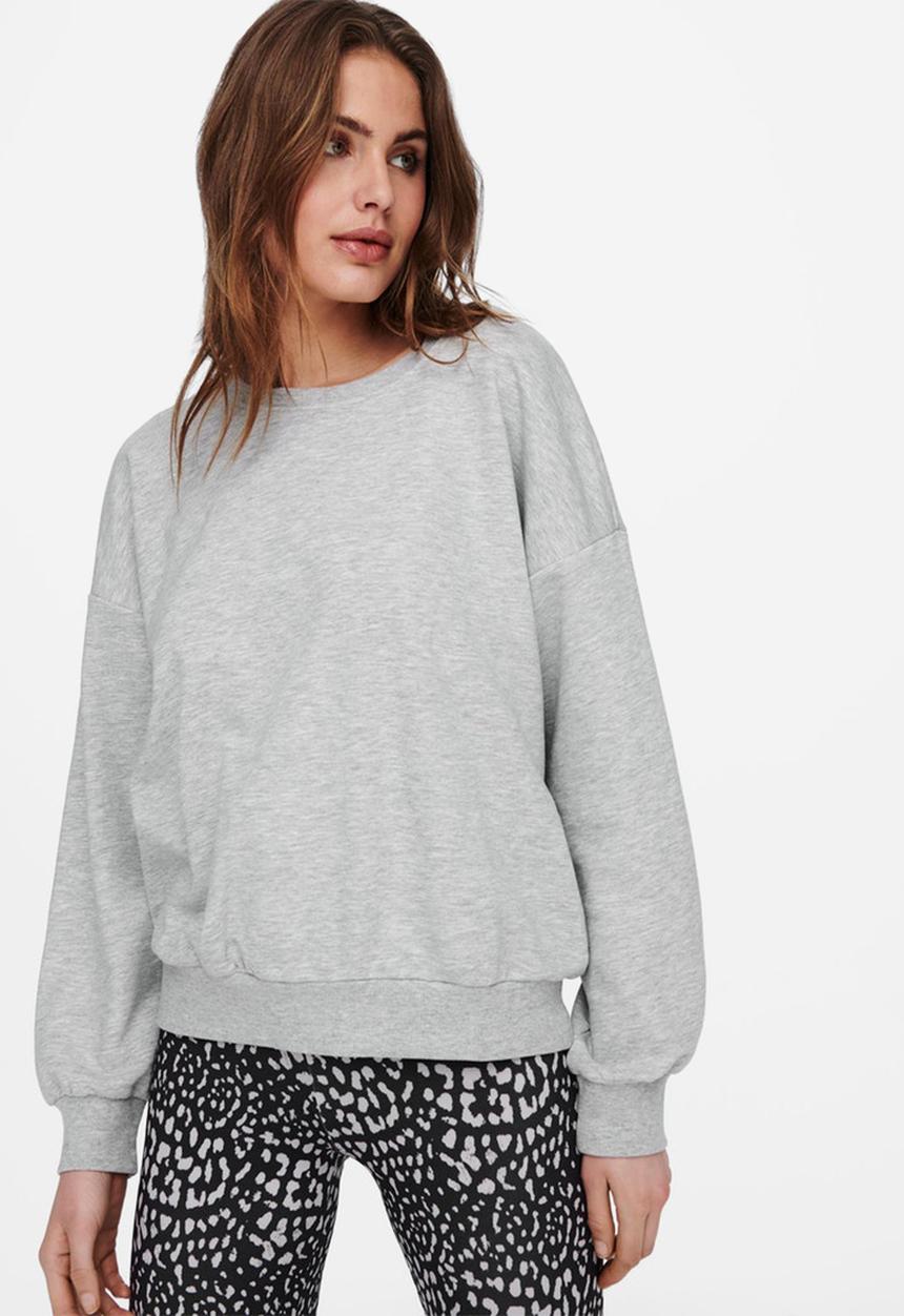 ONLY - Kappi long sleeve o-neck sweat - light grey 