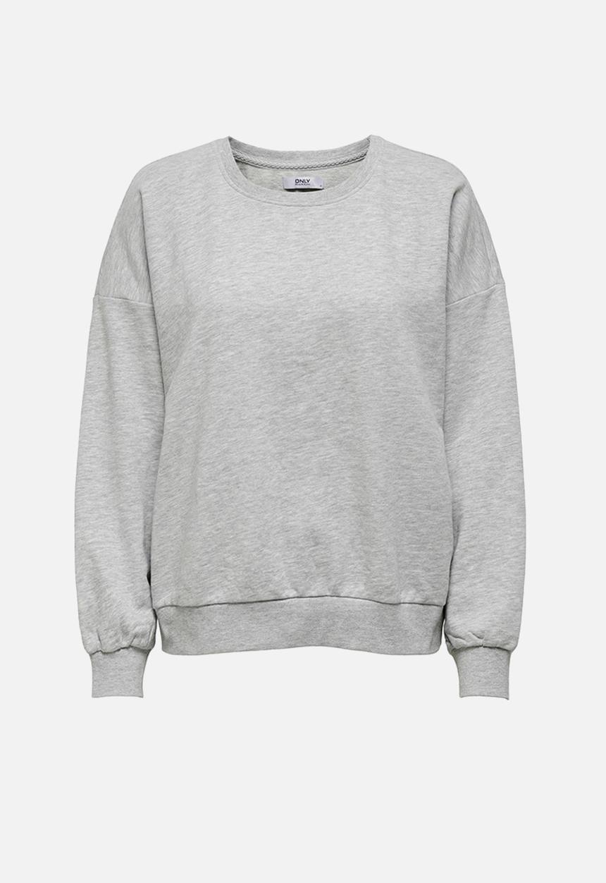 ONLY - Kappi long sleeve o-neck sweat - light grey 