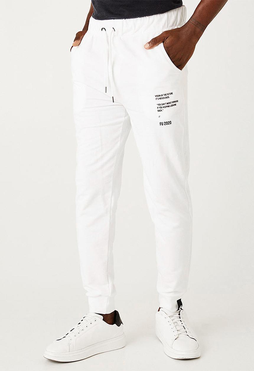 Flyersunion - Brushed fleece jogger - white