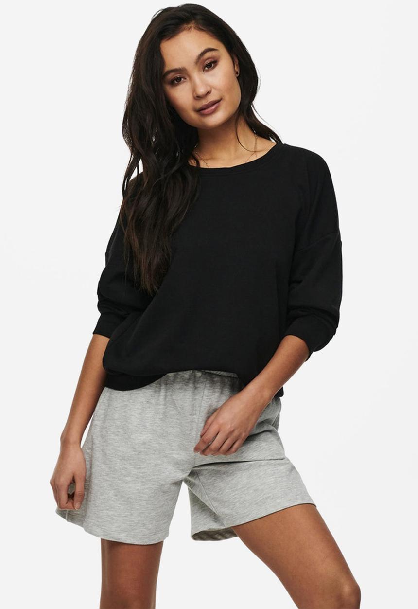ONLY - Kappi long sleeve o-neck sweat - black
