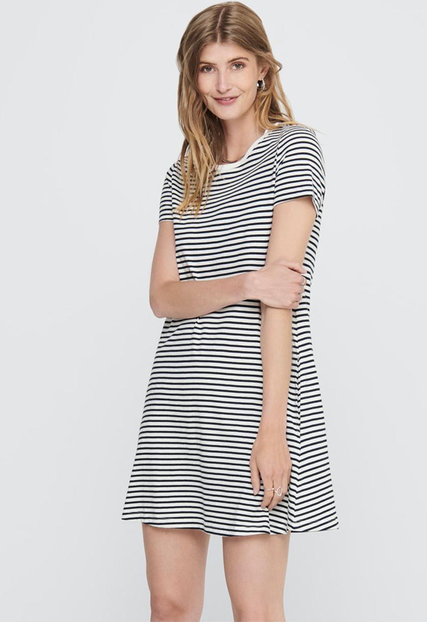 ONLY - May life short sleeve pocket dress - black & white