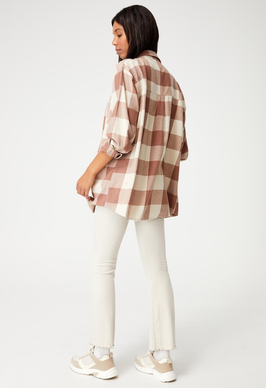 Cotton On - Boyfriend shirt - holly gingham brown stone