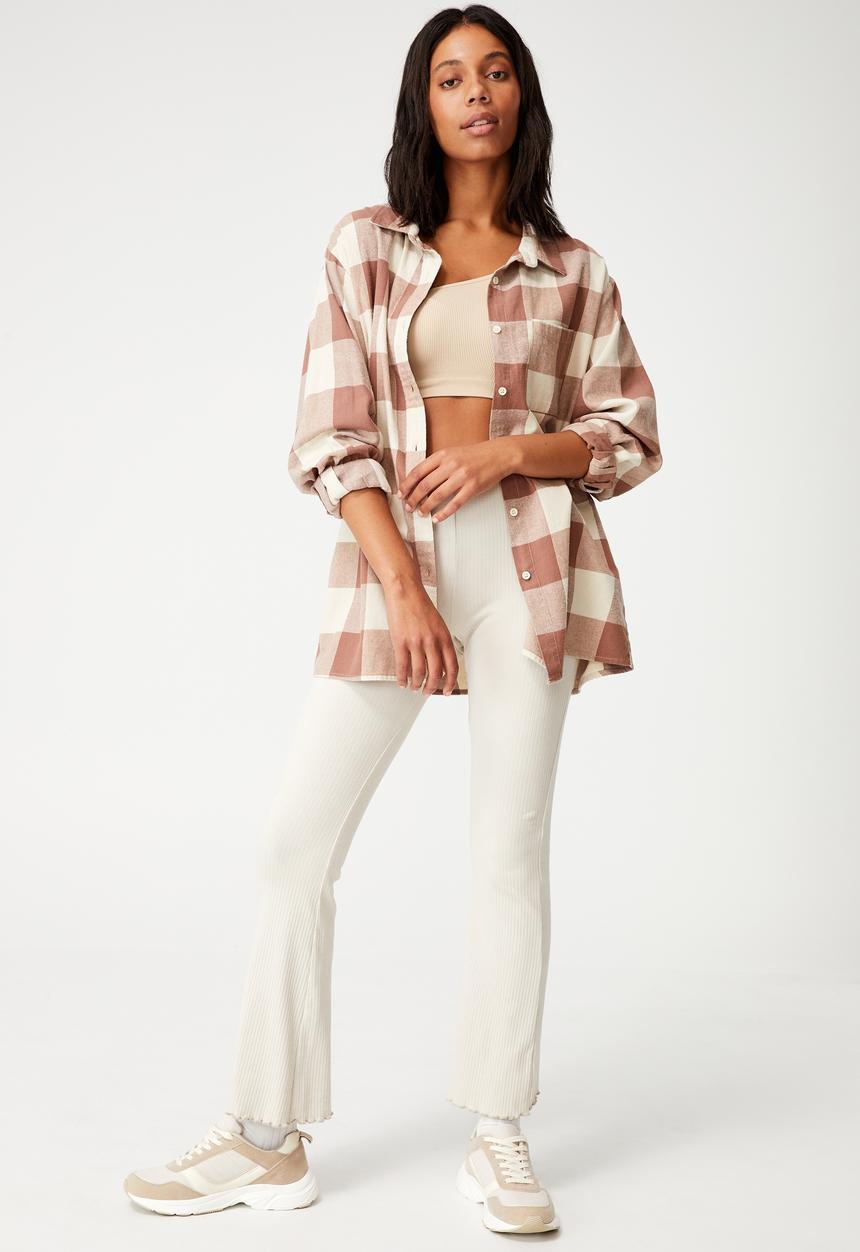 Cotton On - Boyfriend shirt - holly gingham brown stone