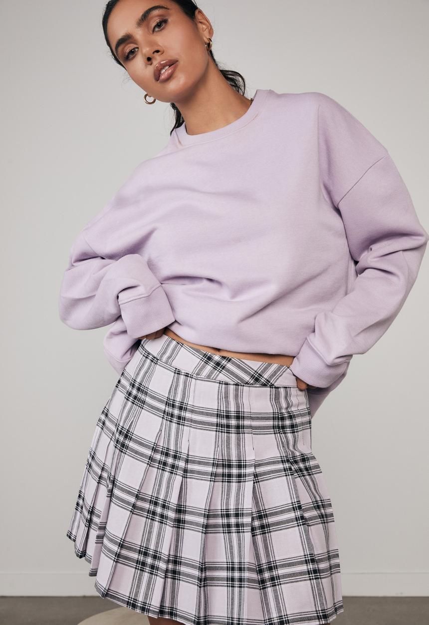 Factorie - Pleated skirt - layla check pale violet
