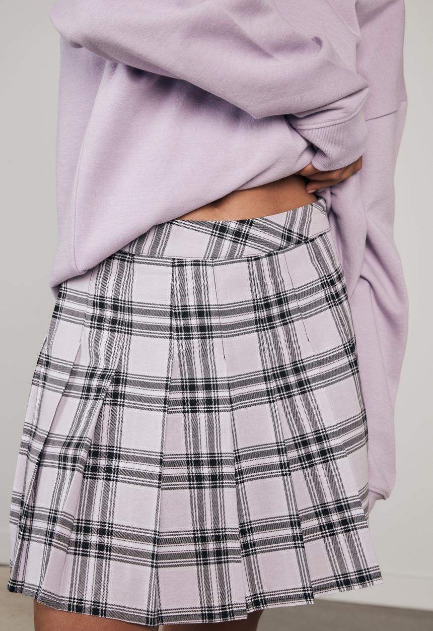 Factorie - Pleated skirt - layla check pale violet