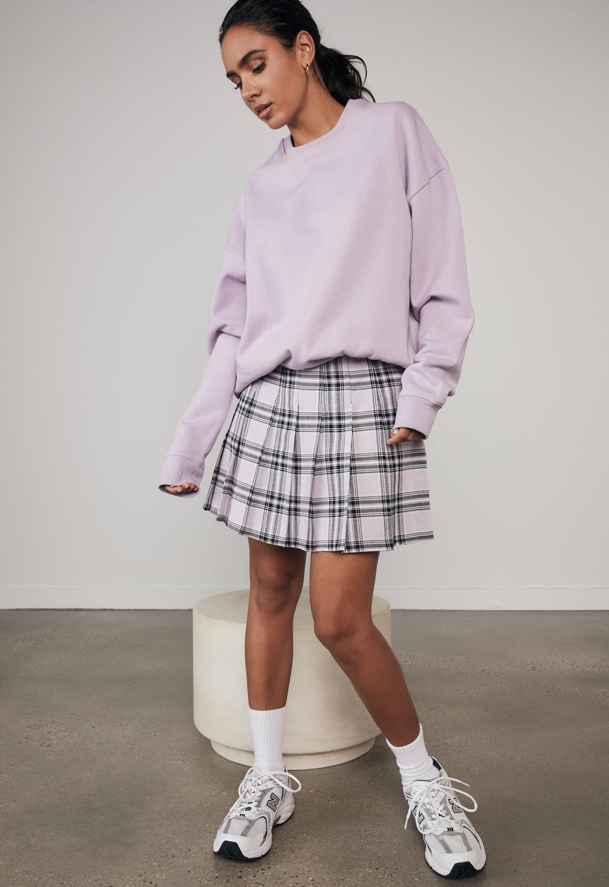 Factorie - Pleated skirt - layla check pale violet