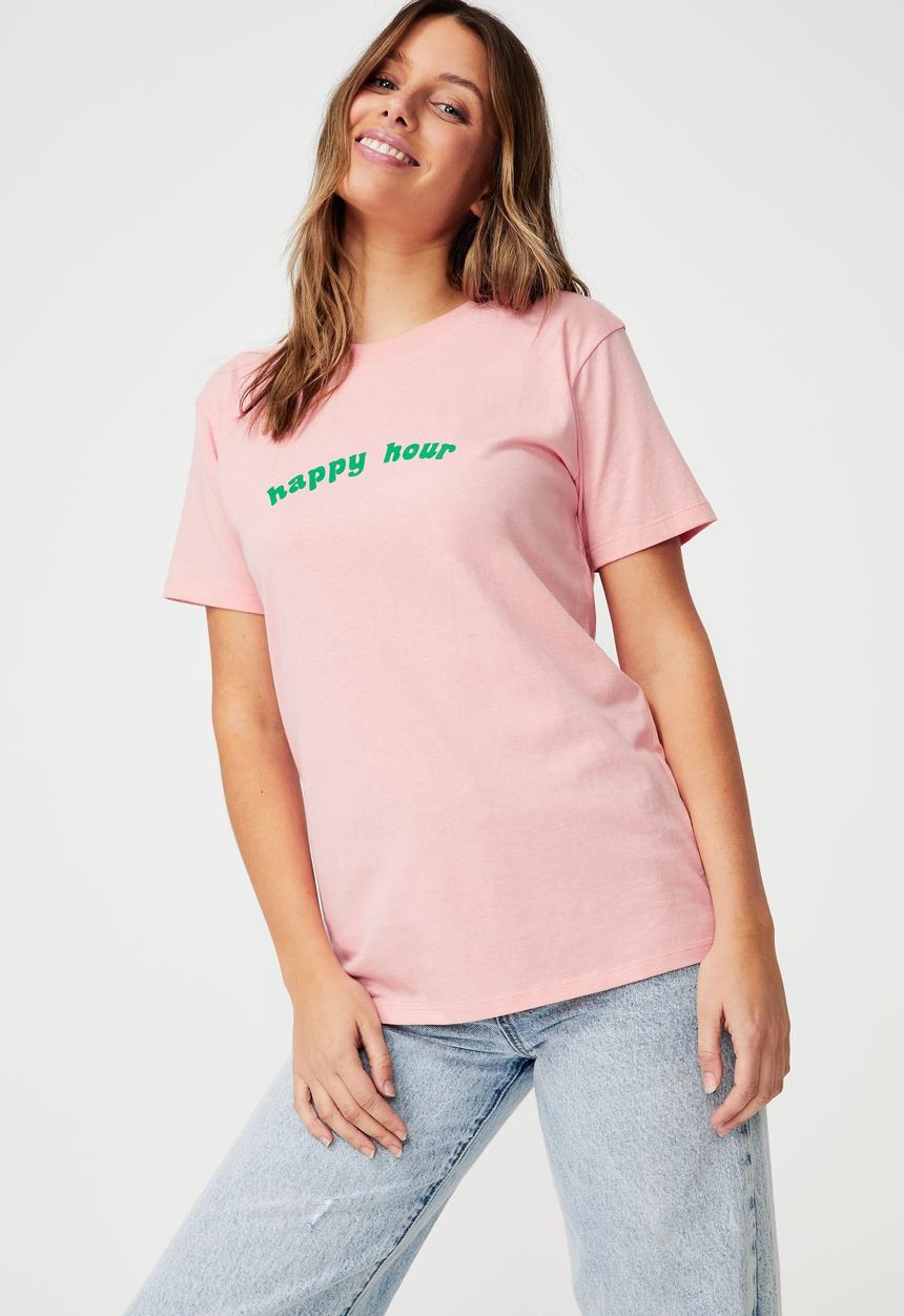 Cotton On - Classic slogan T-shirt - candy pink