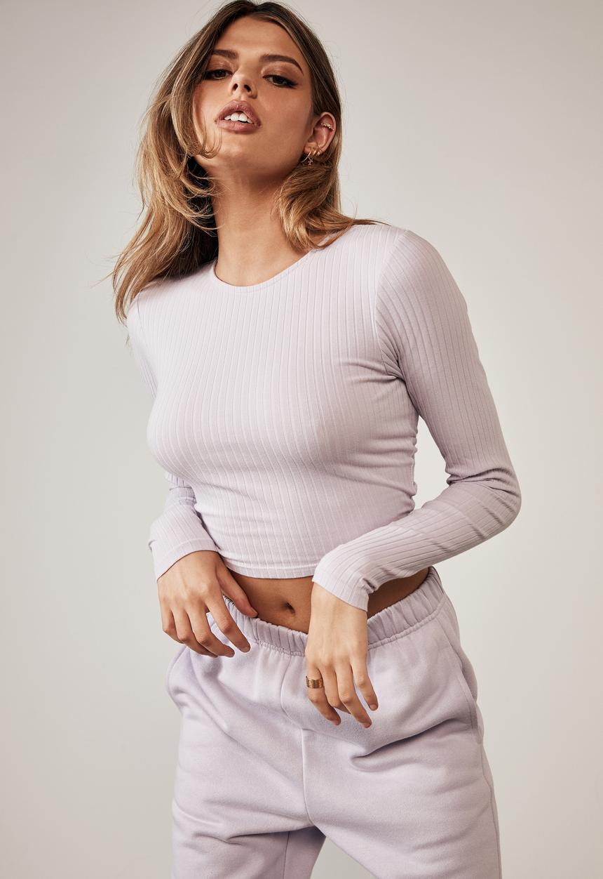 Factorie - Long sleeve back detail top - pale violet