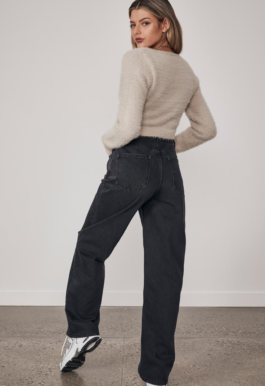 Factorie - Fluffy knit pull front top - pumic stone