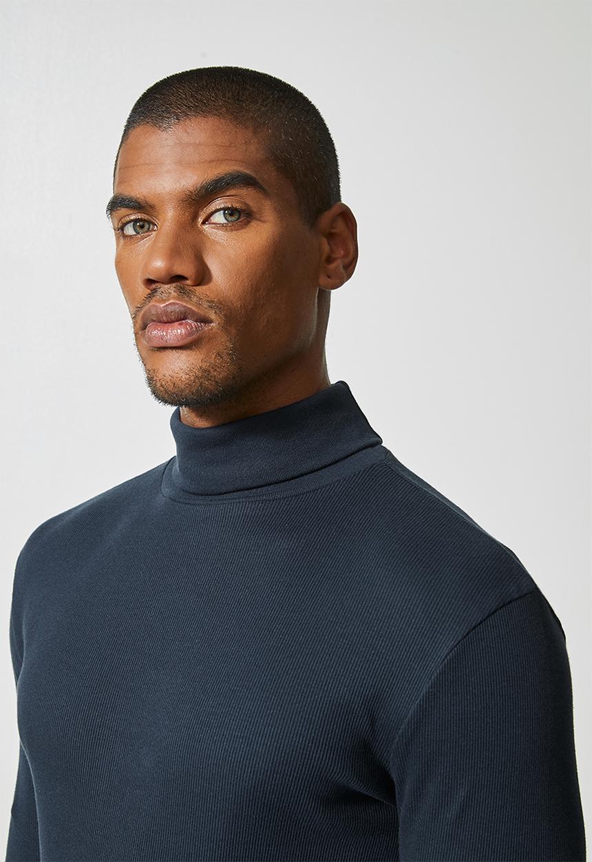 Superbalist - 2 Pack slim ribbed roll neck long sleeve tee - navy & grey 