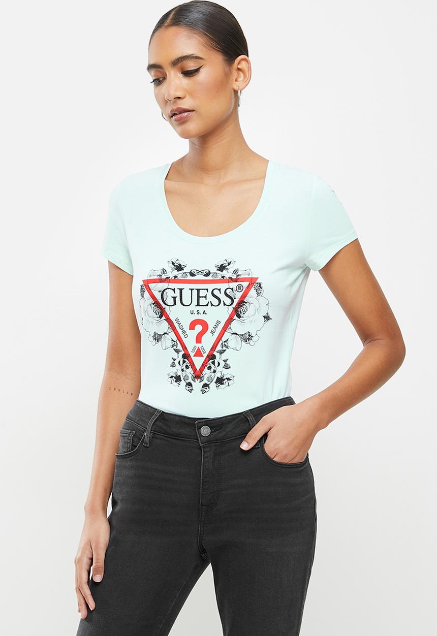 GUESS - Short sleeve calssic tri enchanted garden tee - blue