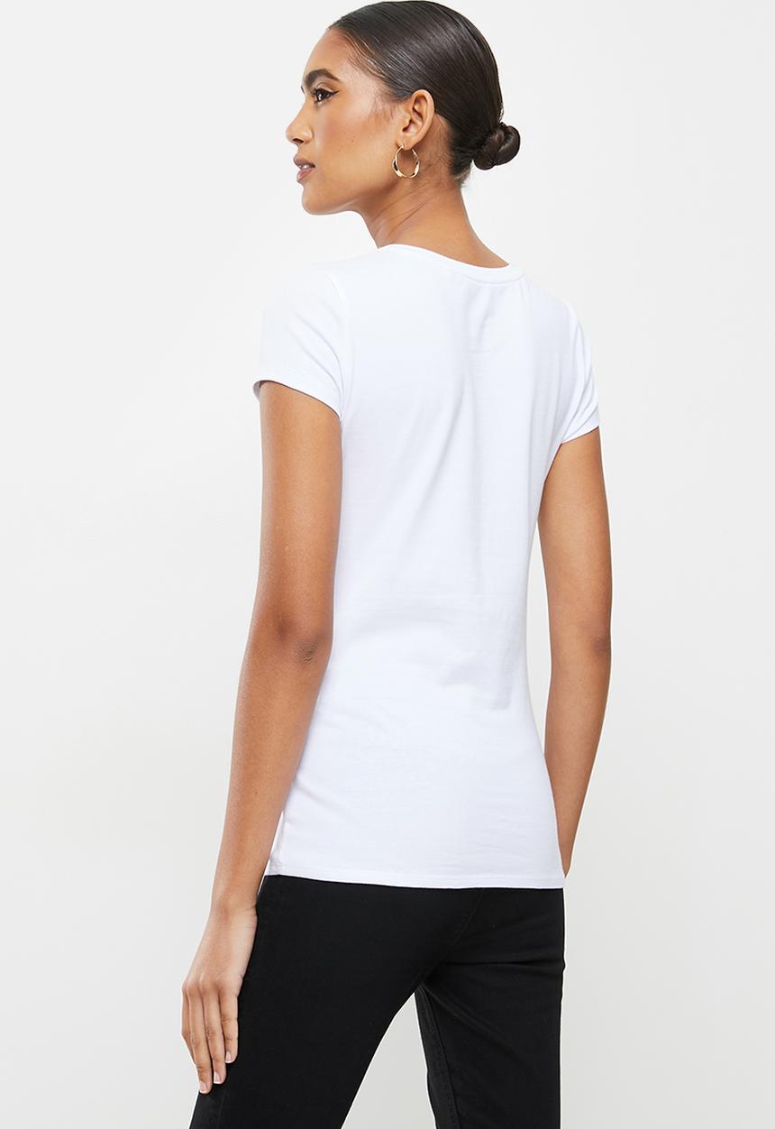 GUESS - Short sleeve guess script flower meadow tee - white 