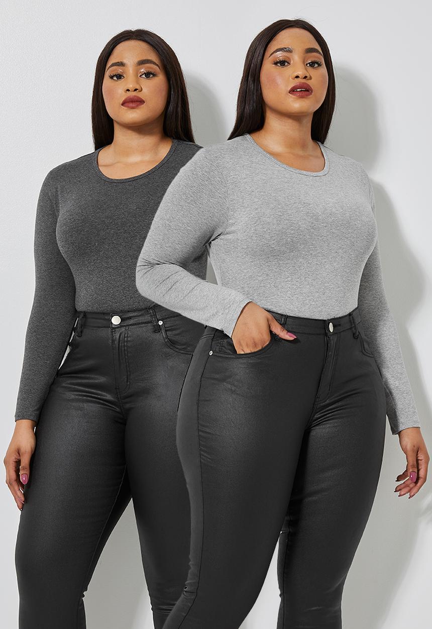 Superbalist - 2 Pack crew neck bodysuits - charcoal & grey
