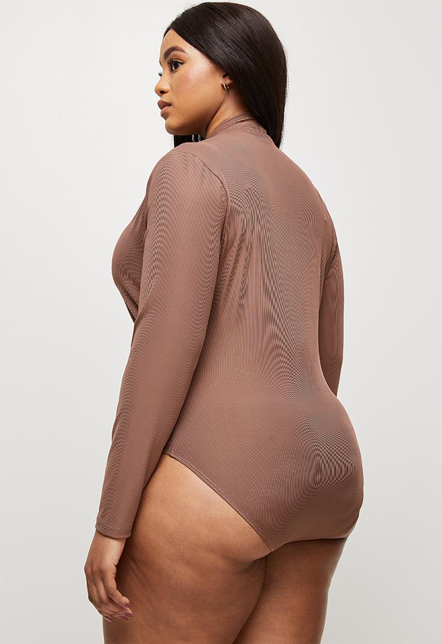 MILLA - Ribbed V-neck bodysuit - brown 