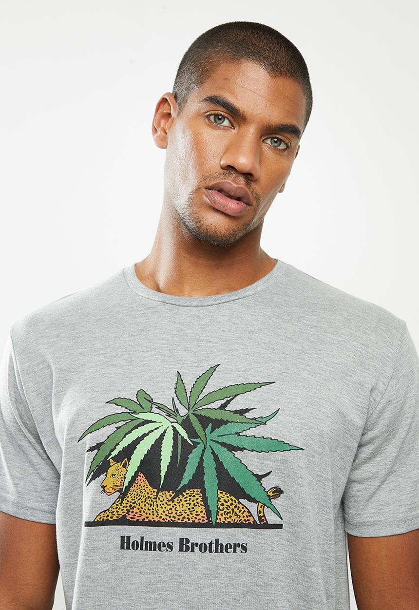 Holmes Bro's - Mellow leopard short sleeve tee - dirty grey melange