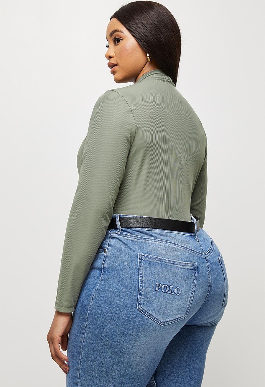 MILLA - Ribbed V-neck bodysuit - green