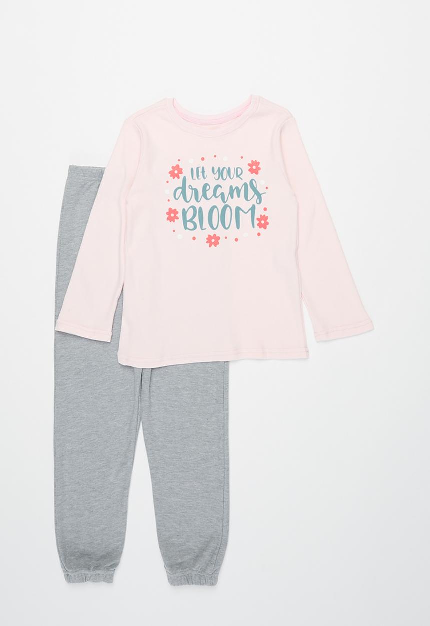 Pop Candy - Younger girls pj set - pink & grey