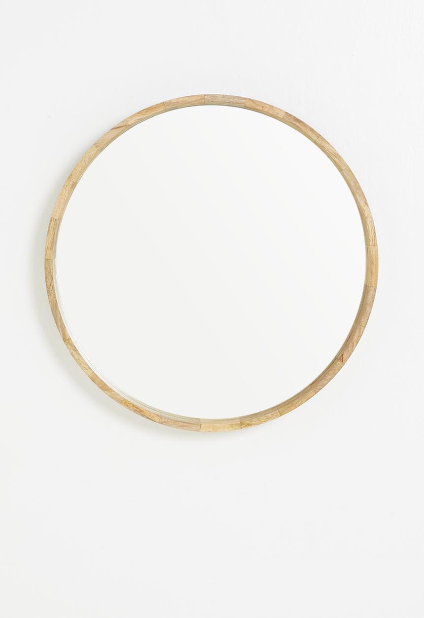 Sixth Floor - Round wooden frame mirror - 60cm