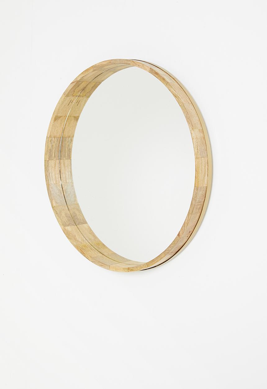 Sixth Floor - Round wooden frame mirror - 60cm