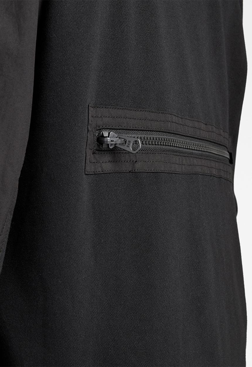 G-STAR - Mixed wvn baseball zip through long sleeve sweat - black