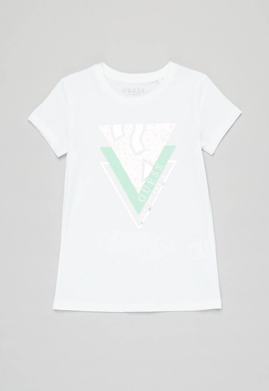 GUESS - Girls short sleeve geometric floral tee - white
