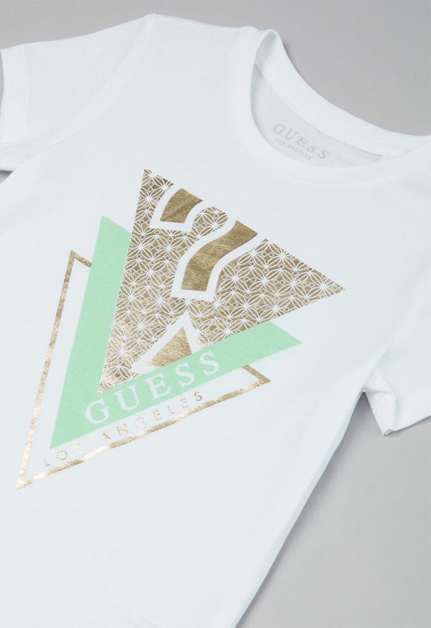GUESS - Girls short sleeve geometric floral tee - white