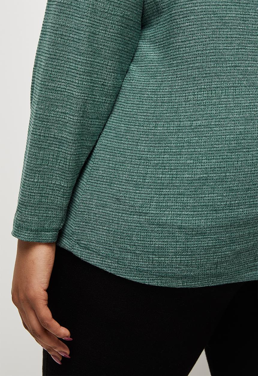edit Plus - Textured highneck tee -  dark green