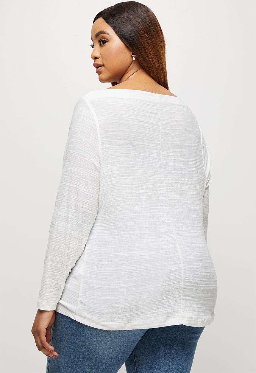 edit Plus - Textured highneck tee - off white