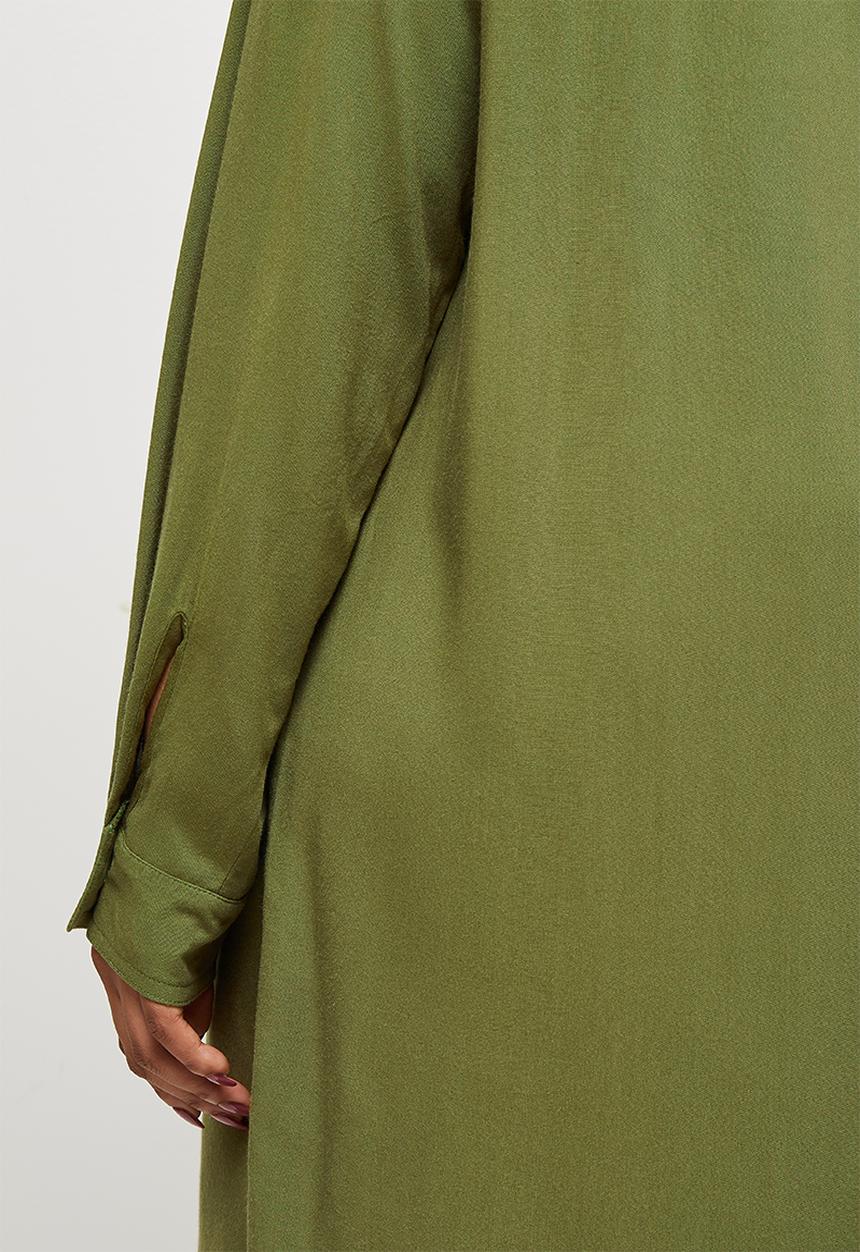 edit Plus - Basic midi shirt dress - khaki