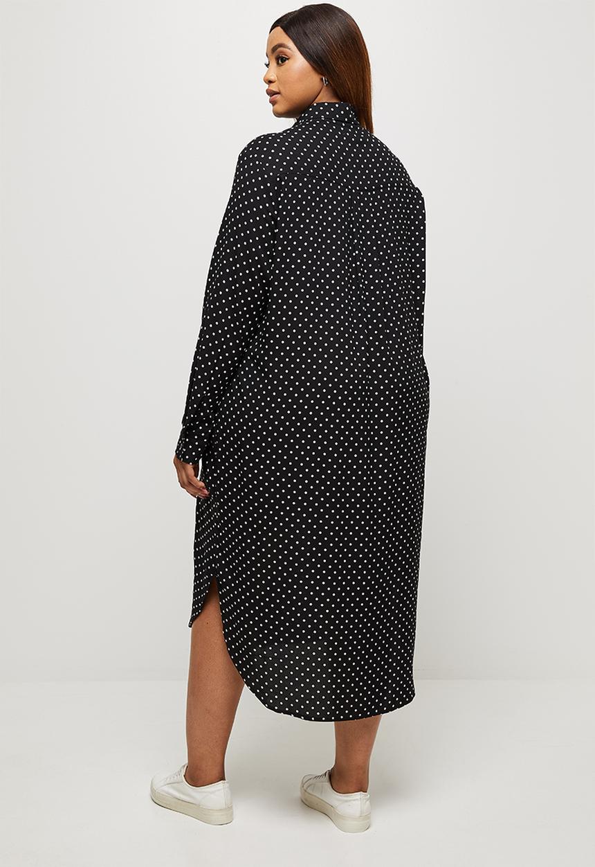 edit Plus - Basic midi shirt dress - white & black 