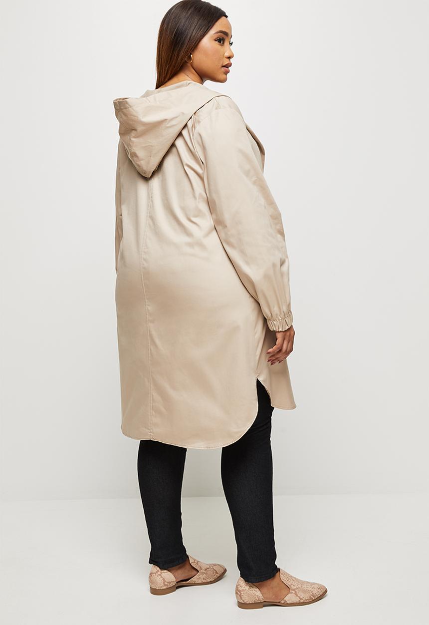 edit Plus - Hooded curved hem jacket - nude