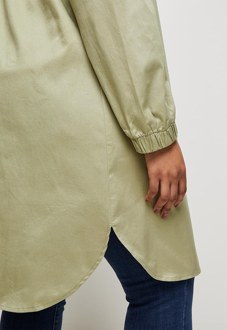 edit Plus - Hooded curved hem jacket - olive