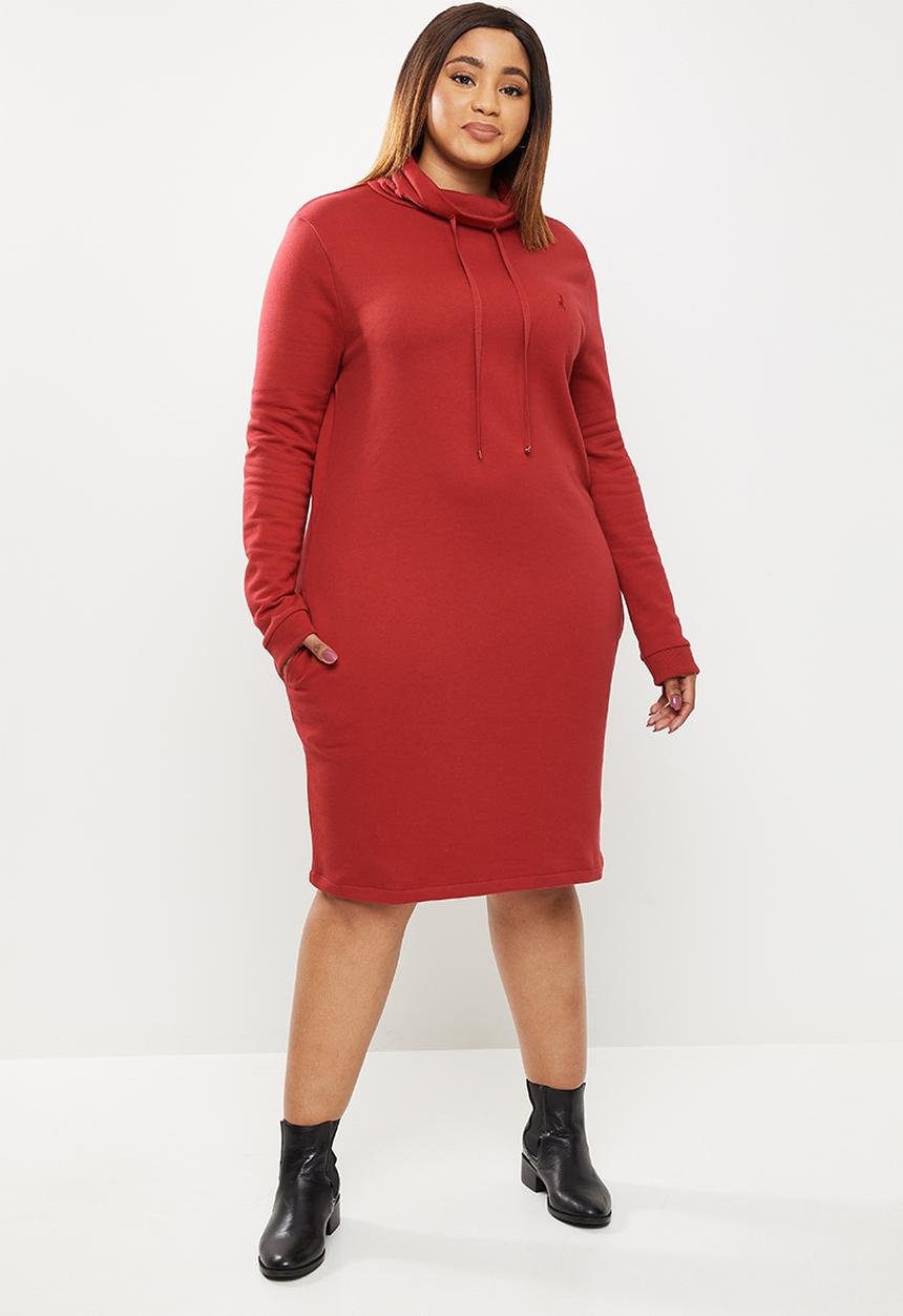 POLO - Plus dani high neck lounge dress - maroon