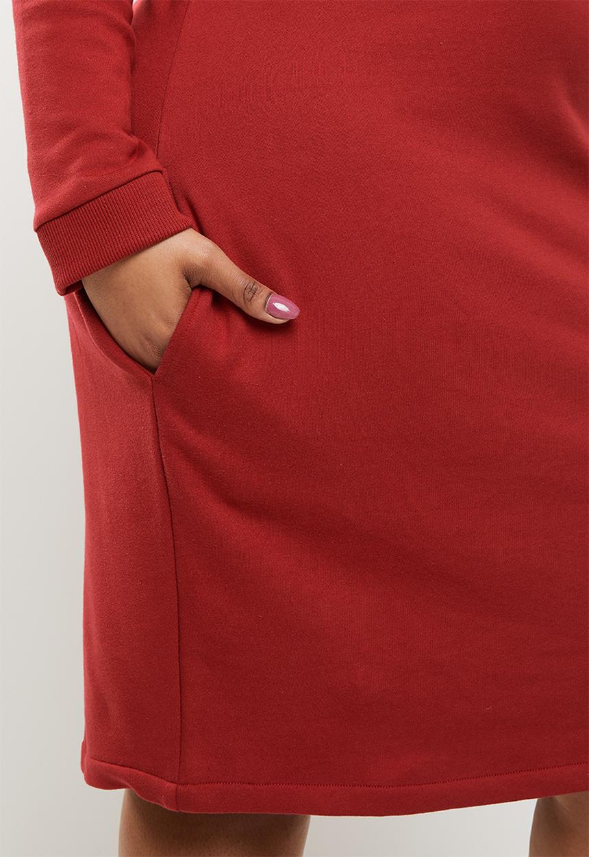 POLO - Plus dani high neck lounge dress - maroon