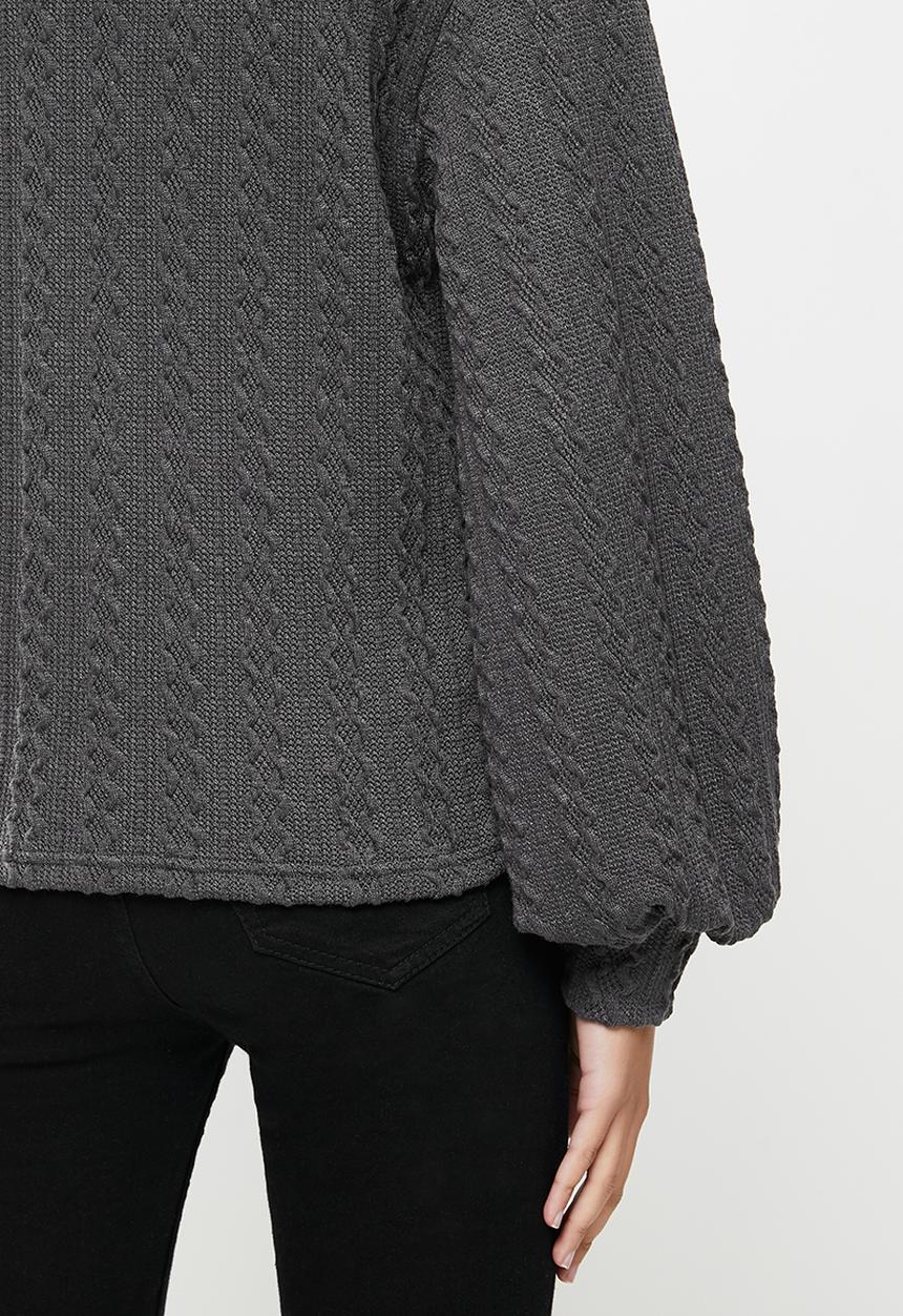 Me&B - Grey cowl neck cable knit top with bellow sleeve - grey