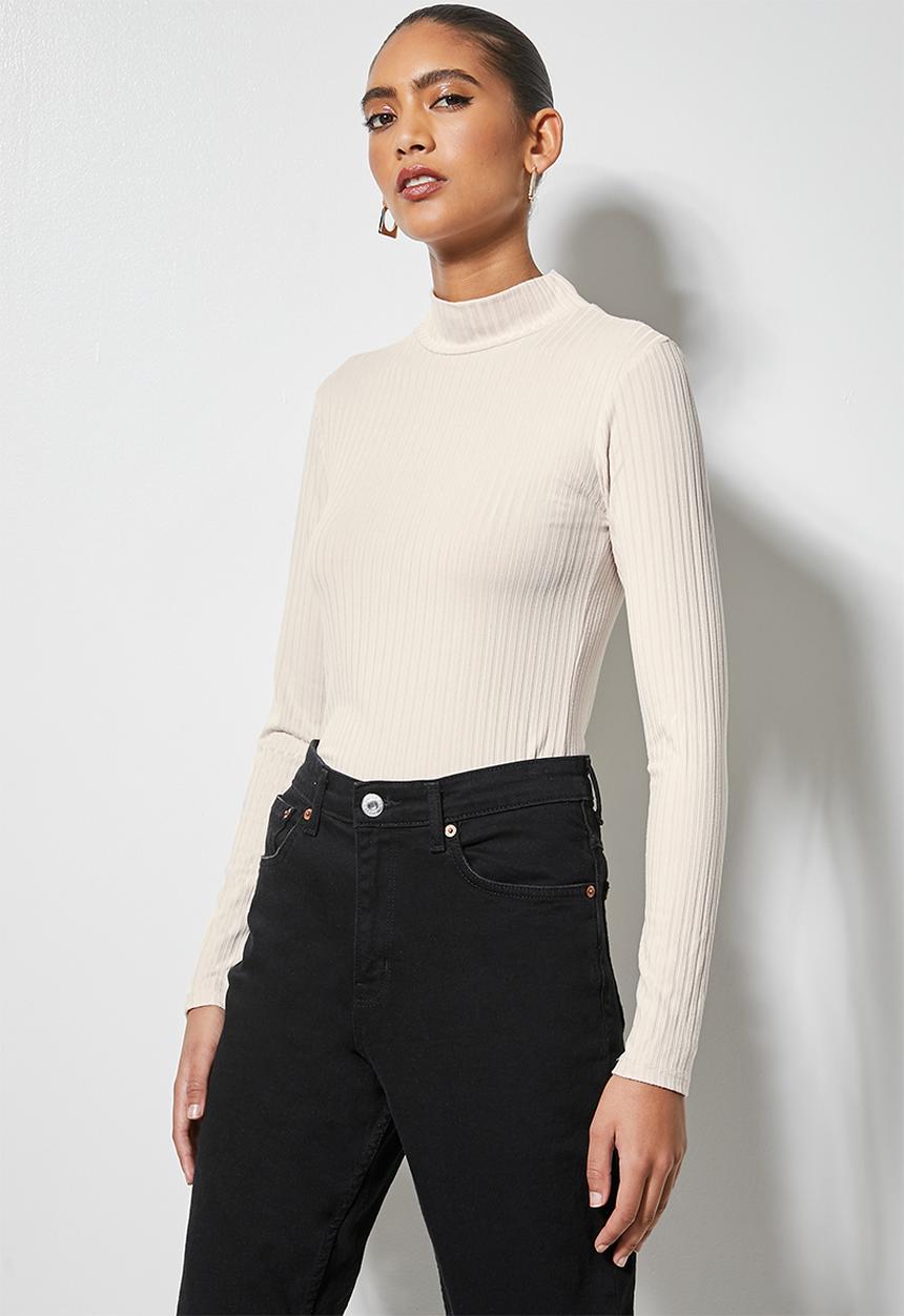 Superbalist - Turtleneck rib top - cement